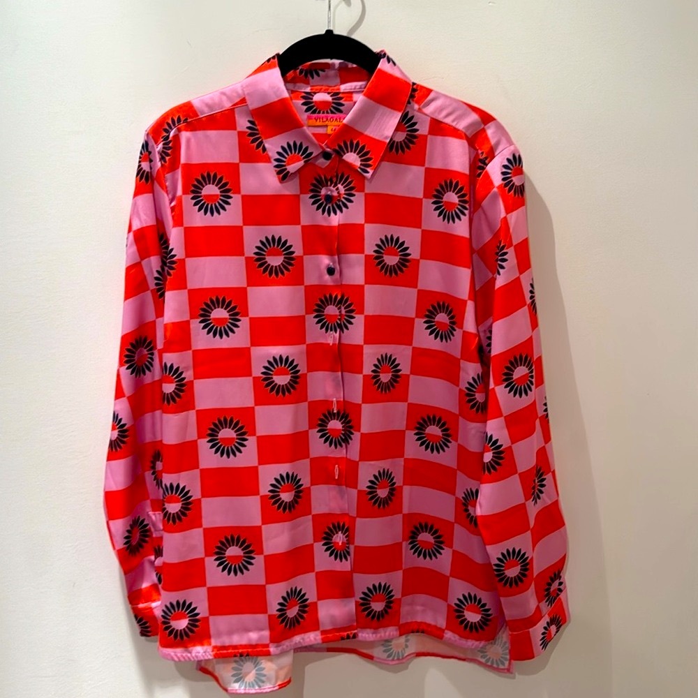 Vilagallo Red and Pink Checkered Blouse. Size IT 44.